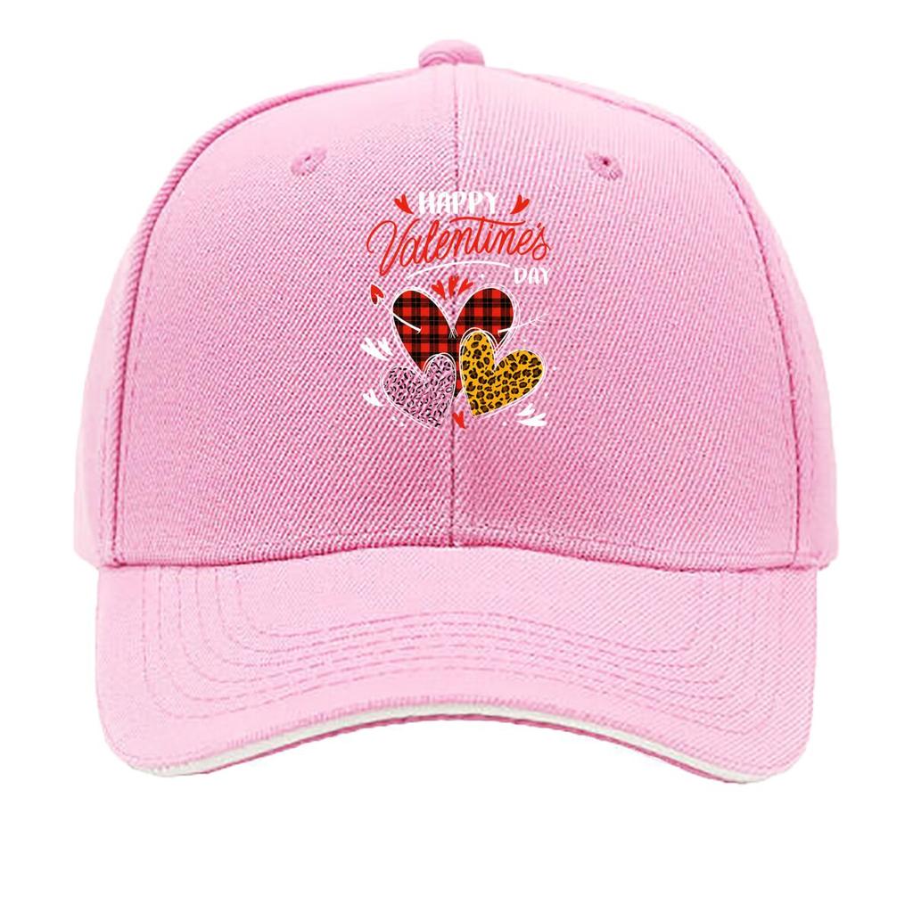 Valentines Script Buffalo Plaid Leopard Heart Design Sandwich Baseball Cap Unisex Women Sun Cap Outdoor Workouts Hat