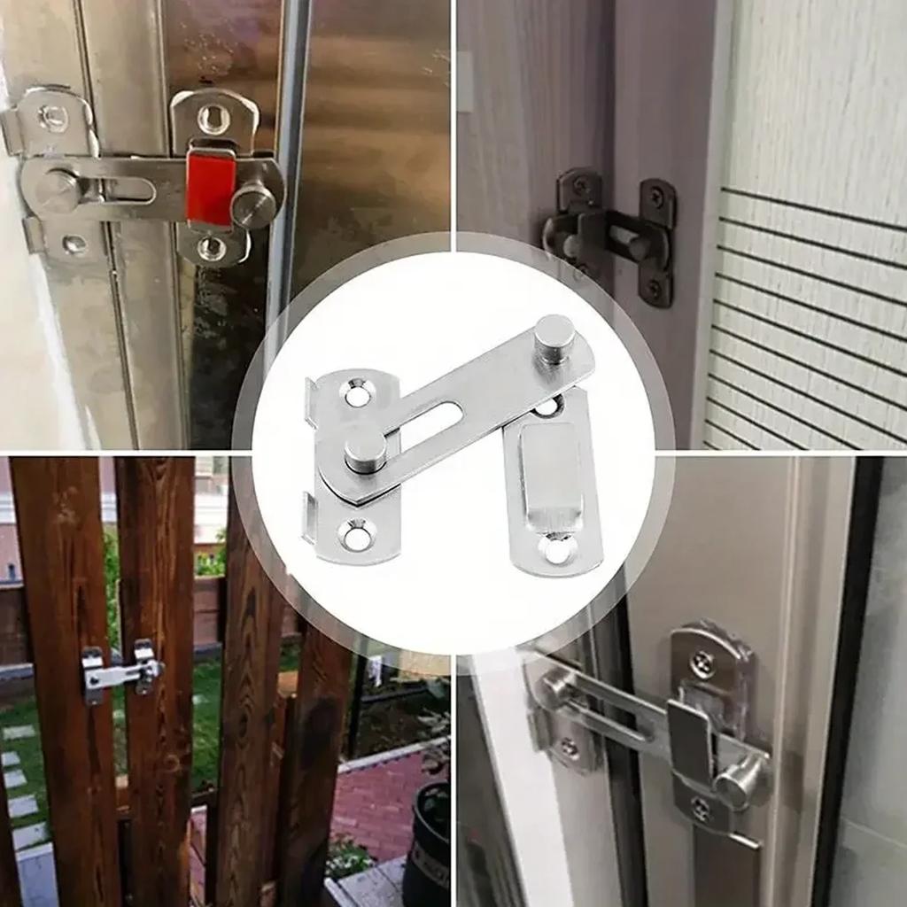 1set Stainless Steel Window Door Lock Handle Metal Door Latch Guard Latch Bolt with Screws Home Safety Chain Door Home Hardware