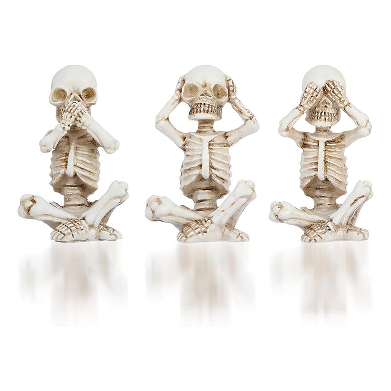 AT19-Skull Shelf Decor,Skeleton Figurine,Halloween Gothic Home Decor,Antique Accent Statue,Collectible Figurines Set Of 3