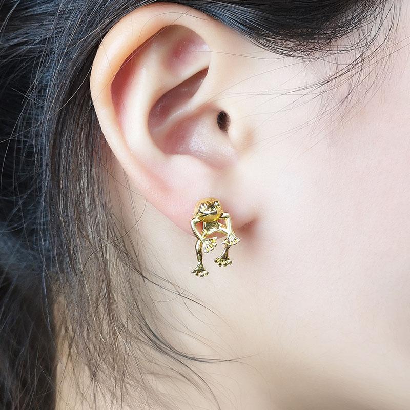 Orecchini Punk Retro Argento Carini a Forma di Rana per Donna Orecchini Piercing Animali Divertenti Gotici per Ragazze Gioielli Moda per Feste Regali