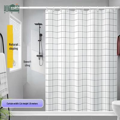 Meijuke Nordic Grid PEVA Shower Curtain