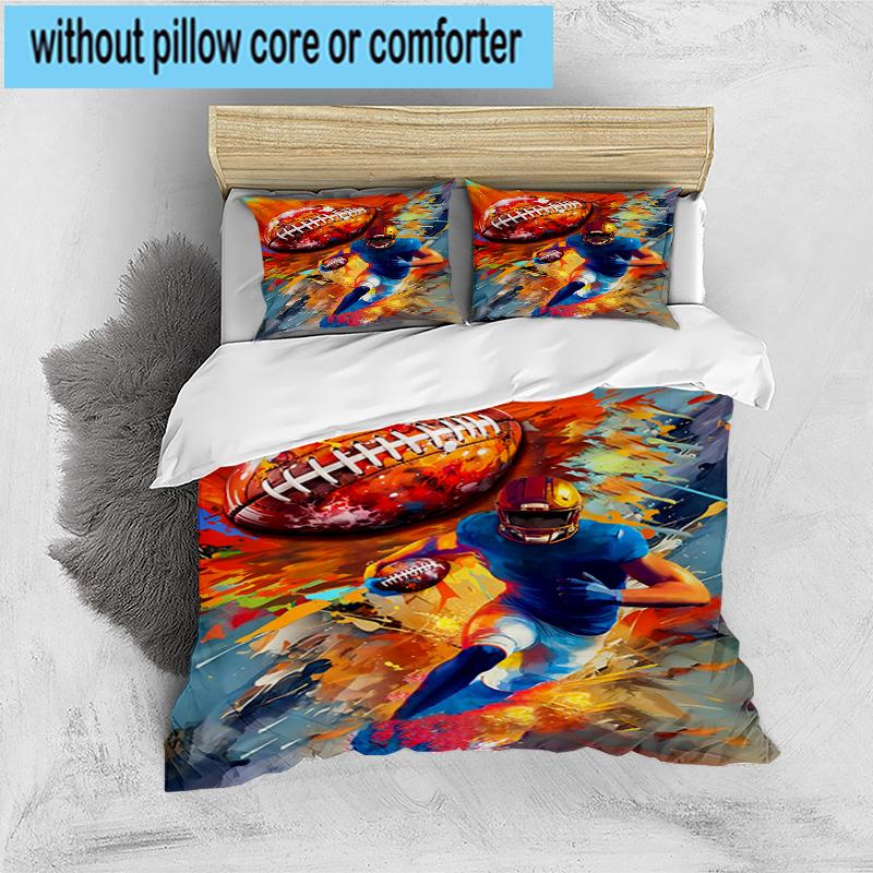3PCS Football Player In Flames 3pcs Bedding,Including 3PCS Duvet Cover And 2pcs Pillowcases Perfect for Christmas,Ideal for Bedroom, Dormitory