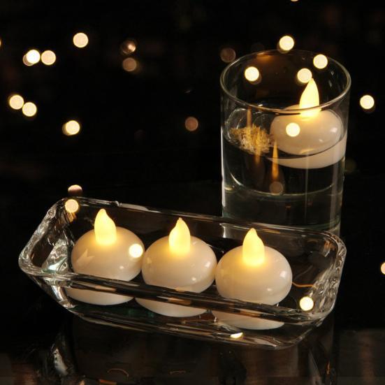 12Pcs/Set Flameless Candle Operated Multi-color Smokeless Floating Battery Tea Light Candle for Home