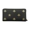 Gucci Distressed bee star print long zipper leather wallet wallet men's black