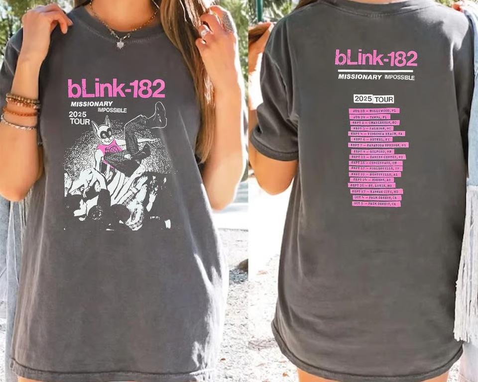 Blink 182 Missionary Impossible 2025 Tour Unisex 2025 Double Sided T-Shirt Unisex T-Shirt M
