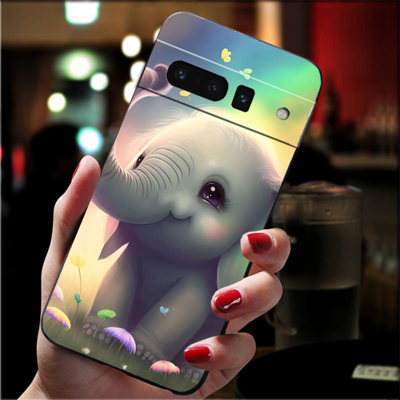 Cute Cartoon Baby Elephant Phone Case For Google Pixel 8 7 Pro 7A 7 6A 6 Pro Pixel 8A 4A 3A 4 XL Pixel 5 6 4 3 3A XL