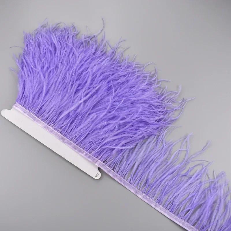 Feather1Meter Ostrich Feathers on Ribbon Tape 10-15CM White Feather Tassel Fringe Trim Boa Sewing Trimmings Clothes Accessoires Mariage