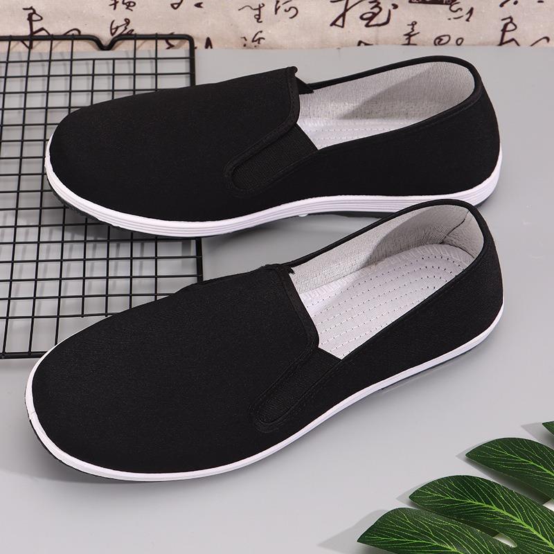 Old Beijing cloth shoes beef tendon sole black cloth shoes men's breathable foot cover one pedal casual walking low-top return single shoes