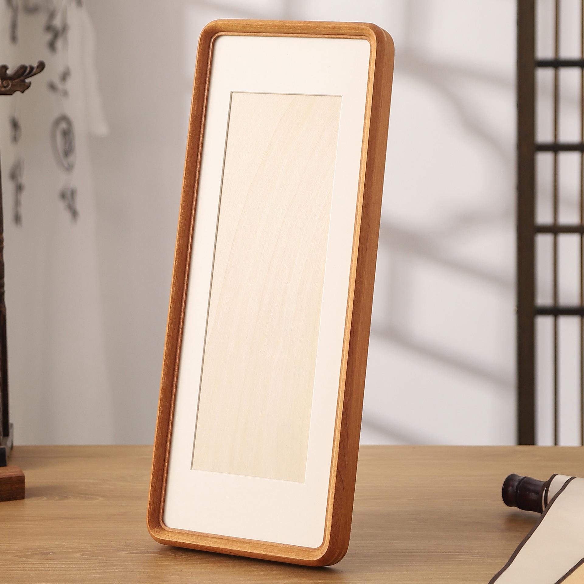 

Chinese Solid Wood Wall-Mounted Narrow Frame for Paintings & Calligraphy - Home or Office Decor Inner diameter 10*30cm(opening size 5*20cm)