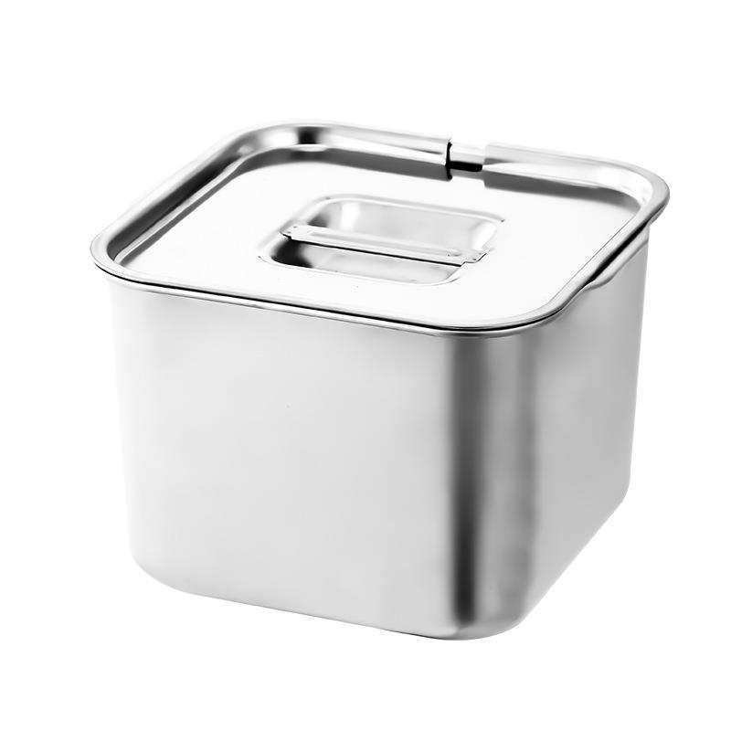 304 Stainless Steel Square Jam Bowl with Lid - Commercial Kitchen Seasoning and Sauce Container.