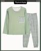 Women's Blue Plaid Long Sleeve Pajamas, Imitation Cotton, Loose & Comfortable, Perfect for Spring/Autumn, Versatile for Home or Outdoors