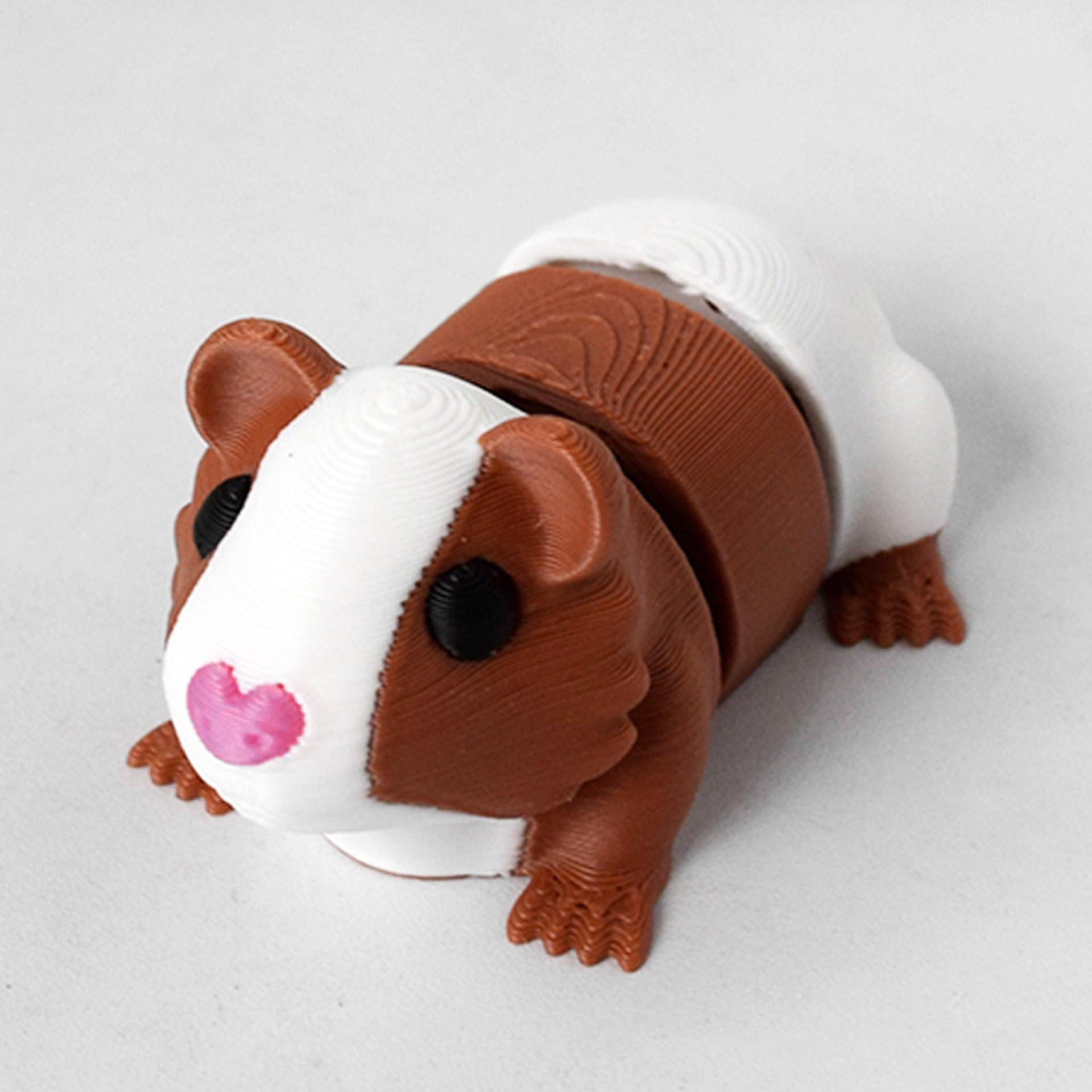 New Cute Mini Brown Guinea Pig 3D Printed Toys Realistic Pet Cartoon Guinea Pig Toy Model Home Office Ornaments Children s Gifts