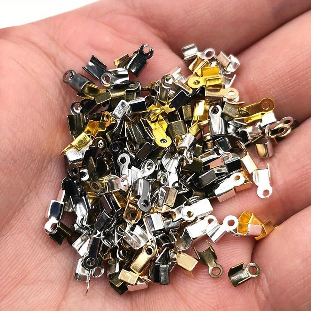 300/500/1000pcs Folding Rope Head, Rope Crimping End, Folding End Cover, Leather Ribbon End Buckle, Tip Jewelry Connector DIY for Jewelry Making