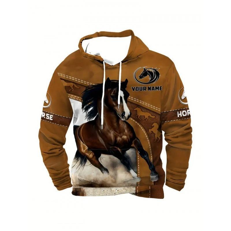 

Мужская толстовка с капюшоном в вестерн-стиле с принтом лошади, повседневная, с длинным рукавом S