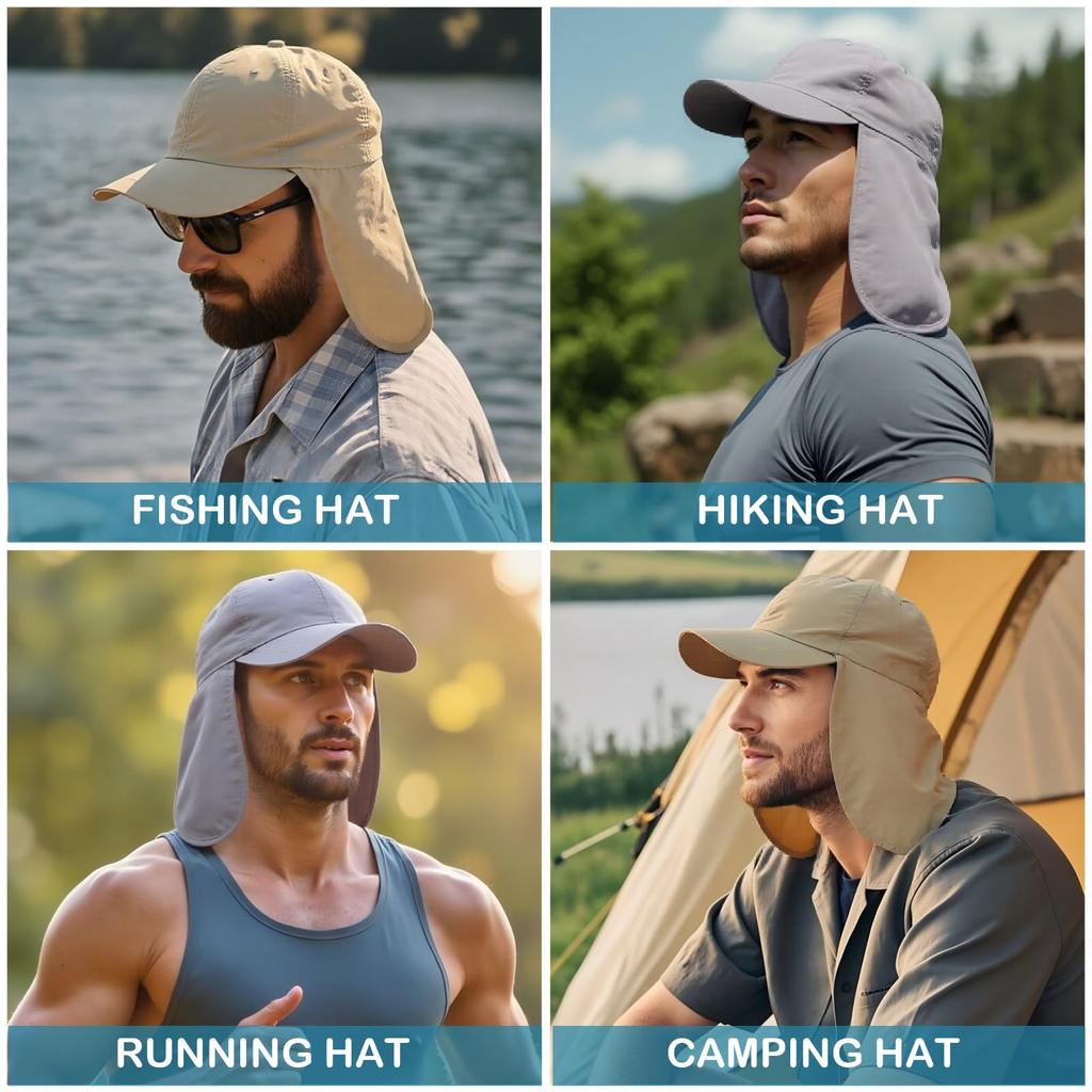 UPF Waterproof Sun Hat Foldable Unisex Baseball Cap with Neck Flap for Running [EINSKEY] 50+ - Beach, Golf, Hiking, Fishing,