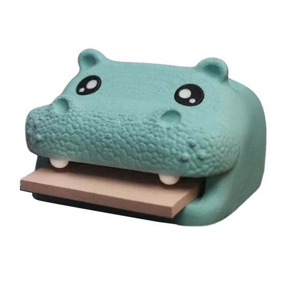 Suporte de Hipopótamo Impresso em 3D com Estênceis Formato de Hipopótamo Organizador de Notas Adesivas com Espaço para Caneta
