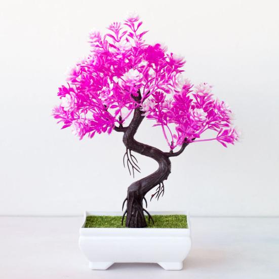 Faux Bonsai Realistic Eye-catching Bright-colored Beautiful Potted Artificial Flower Household Supplies
