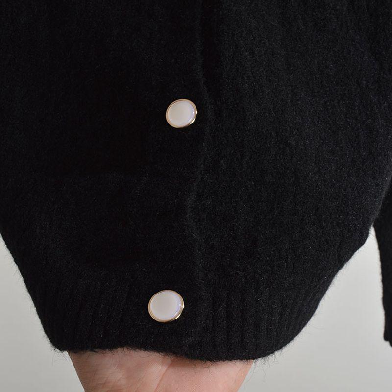 French Simplicity Pure Color V-neck Hollow Knitting Cardigan Female Spring & Fall Elegant Single-Breasted Long Sleeve Outwear Easiest for Match Tops