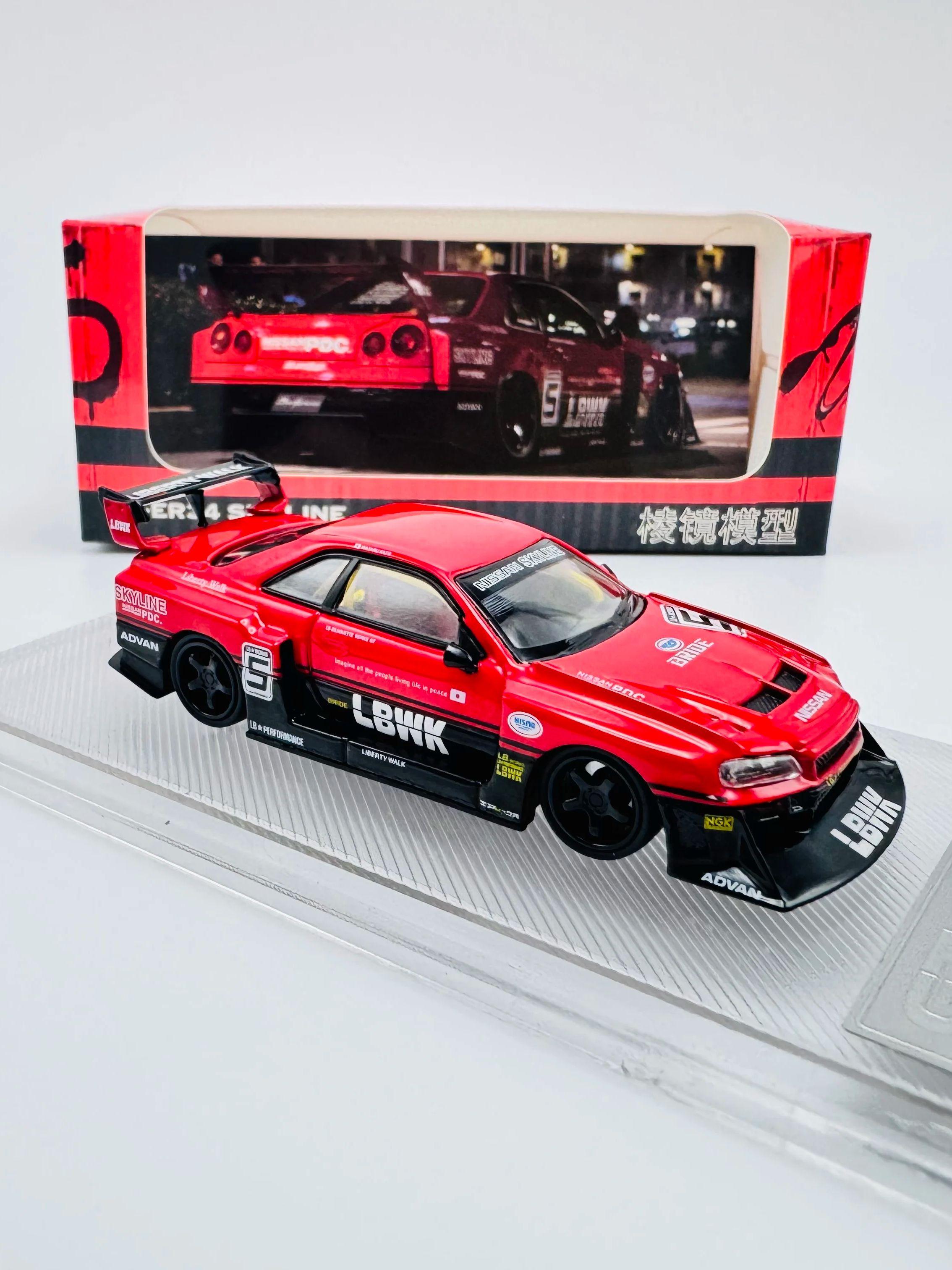CPVMJE1 Prism Model 1:64 Nissan Skyline LBWK ER34 Super Silhouette Alloy Car Model красный