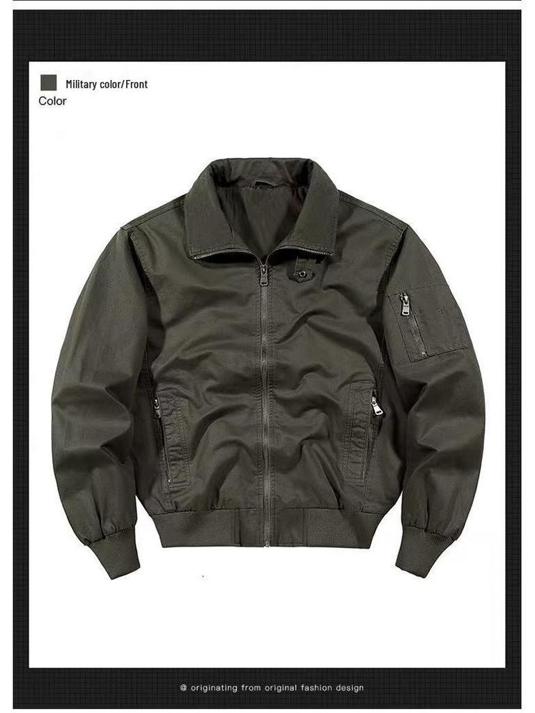 2025 American Style Men's Black Pilot Jacket - Trendy Autumn Heavyweight Streetwear Workwear