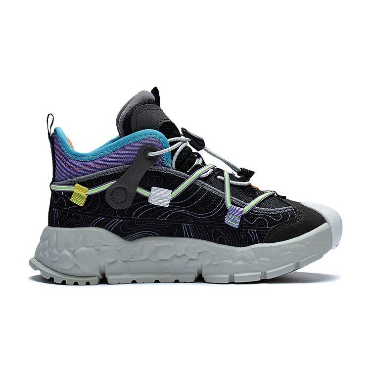 LiNing Fleece Lined Warm Non-Slip Mid-Top Outdoor Functional Shoes Kids shoes Black Purple YKES006-1