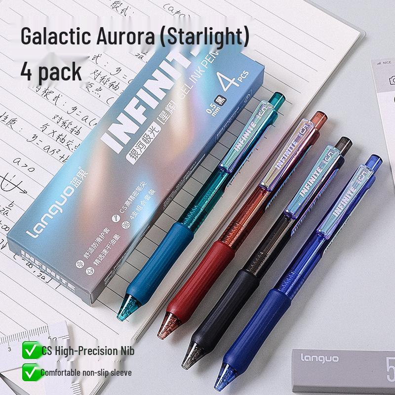 Blue Fruit Galaxy Aurora Press-activated 0.5mm Black Gel Pen - Quick-drying Student Writing Tool 0.5mm