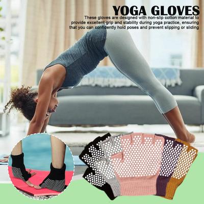Yoga Gloves Women Non-slip Fitness Half Finger Gloves For Gym Pilates Balance Workout Fitness Hand Protector Pure Color Glo C9H7