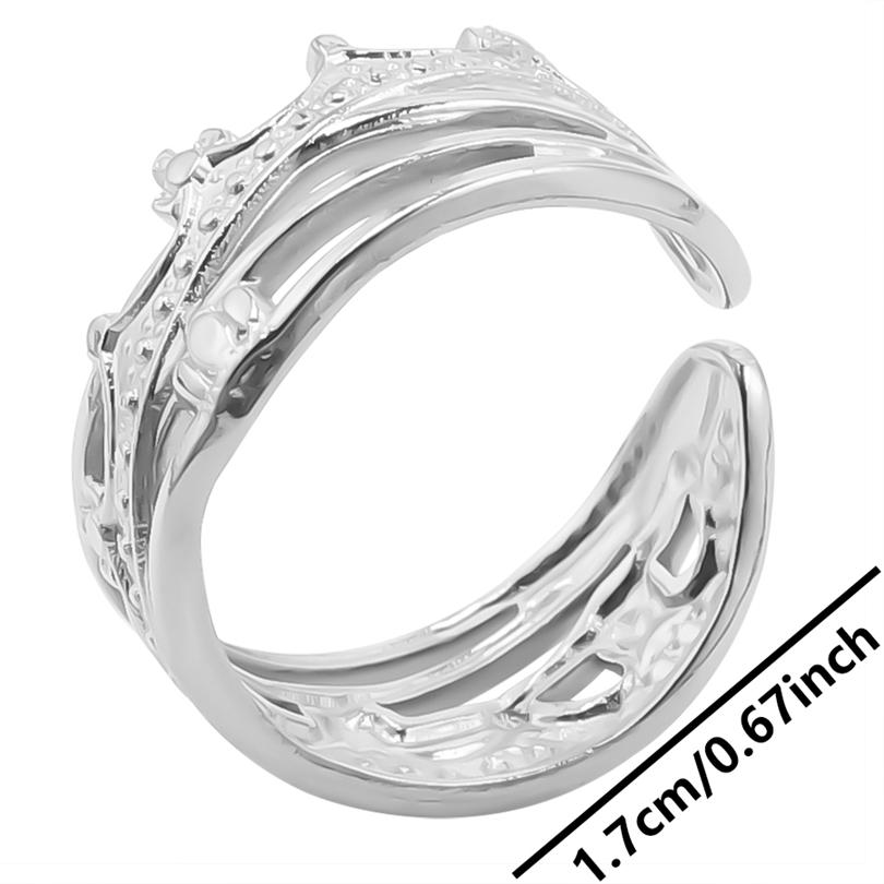 1pcs Crown Heart Shell Charm Ring Two/Three Layered Adjustable Stainless Steel Rings For Women Men Accessories Vintage Jewelry