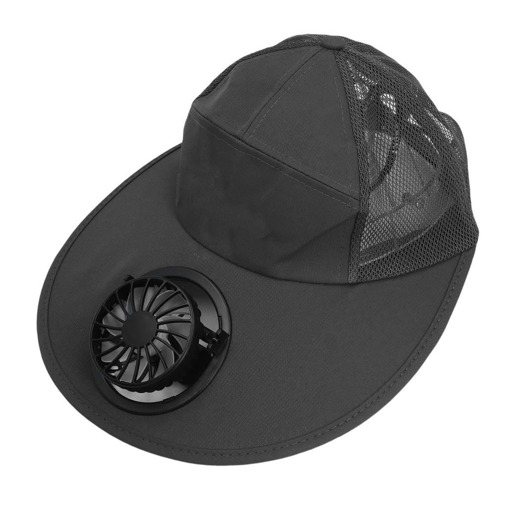 Fan Sun Hat Dark Gray 3 Speeds USB Charging Fan Wide Brim Mesh Sunshade Cap for Outdoor Activities