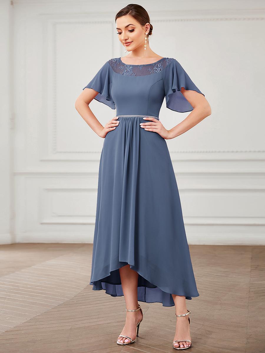 Женские шифоновые платья-миди Ever-Pretty с вырезом лодочкой и короткими рукавами — фото 21