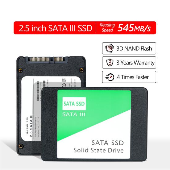 SATA III 6Gb/s 2.5-Inch SSD Shock-proof Speed Up To 545MB/s Read 530MB/s Write 1/2/4TB Internal Solid State Drive for PC Desktop Laptop