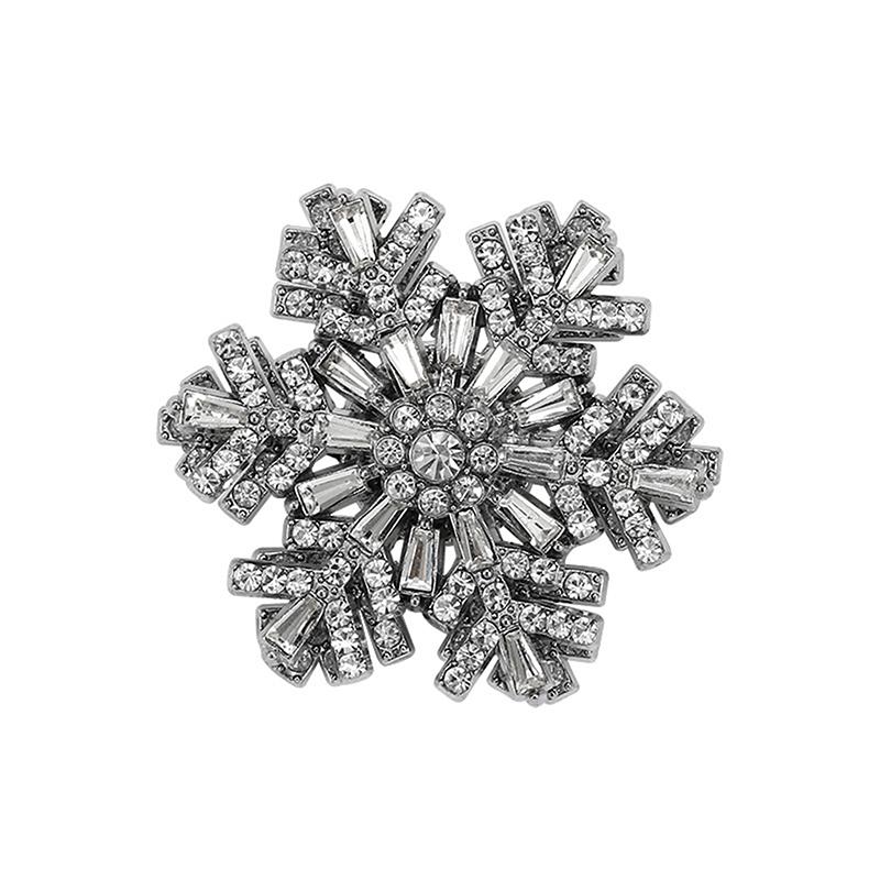 Fashion Luxury Rhinestone Snowflake Brooch Rotatable Snowflake Suit Pins Clothing Accessories Shiny Corsage Christmas Gifts