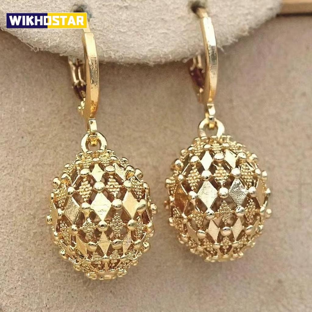 Hollow Out Ball Shape Drop Earrings Elegant Copper Drop Earrings Sweet Ear Jewelry Decoration Ear Buckle