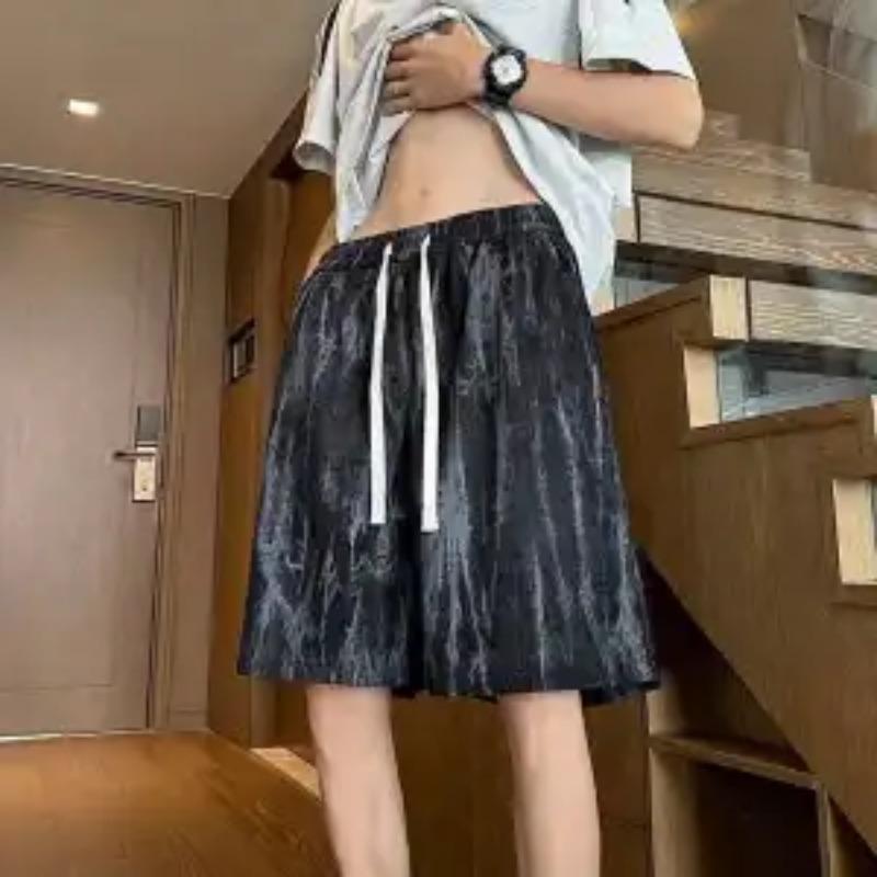 

Мужские летние свободные повседневные шорты с мраморным принтом и эластичным поясом на шнурке M