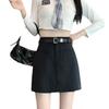 Women's Gray High-Waisted A-Line Mini Skirt – Summer College Style, Versatile European & American Fashion