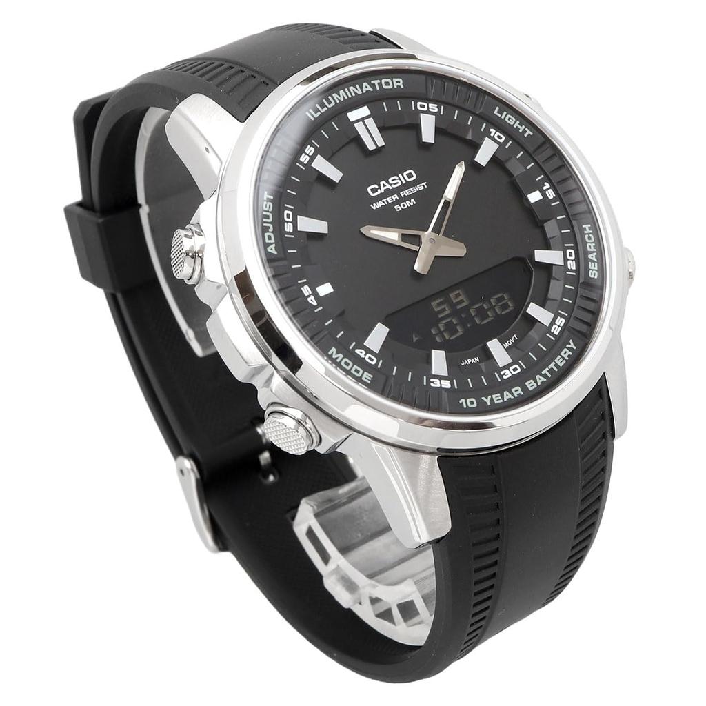 Casio AMW-880-1AV World Time Analog-Digi Quartz Men's Watch, Black, International Model [Parallel Import]