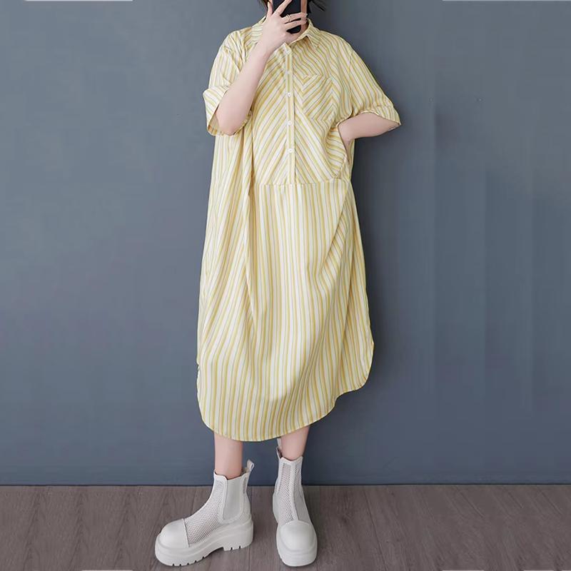 

XITAO Patchwork Print Stripe Pullover Dress GYX1572 One Size жёлтый