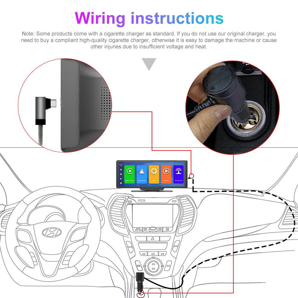 4K Ultra HD Wireless CarPlay Unit, Built-In Optical Sensor WiFi GPS Navigator + Dual Recording Vehicle Dashcam
