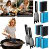 Grill Scraper Tool and Heavy Duty Cleaning Sponges Set for BBQ Grates and Outdoor Cooking Surfaces Durable Handle and Multi-Textured Scrubbing Pads