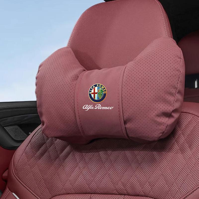 High-end Leather Car Seat Headrest Memory Foam Comfort Neck Pillow For Alfa Romeo 4C 159 166 Spider Giulia Giulietta 156 147 GT