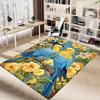 1 Stück Papageien Blumen Rutschfester Teppich für Büro & Wohnzimmer & Schlafzimmer & Esszimmer - Flach- Weich & Gemustert, Lebendige Farben-W300