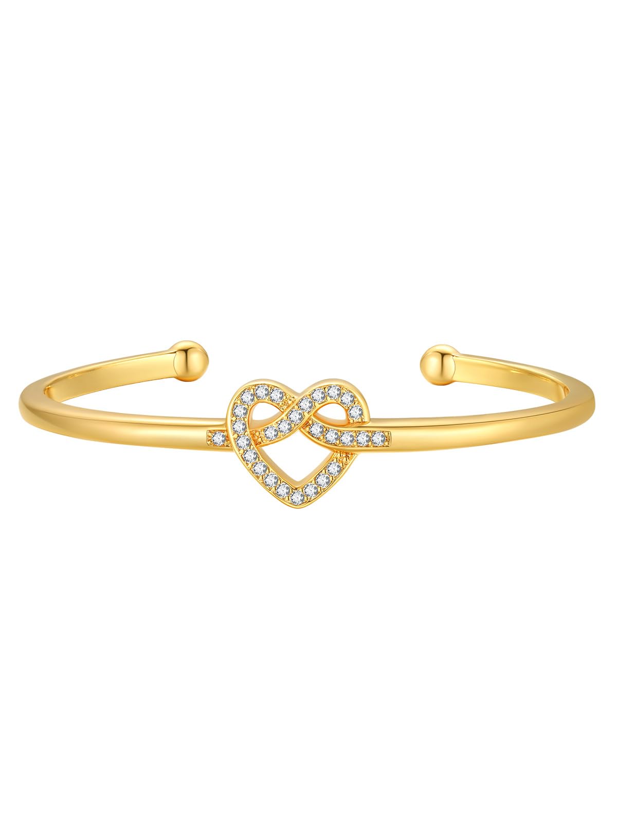 

Knotted Heart 361L Stainless Open 18k Accessories [FOCALOOK] Women s Bracelet, Bangle, Steel, Hypoallergenic, Zirconia, Bangle, Gold, Fashionable,