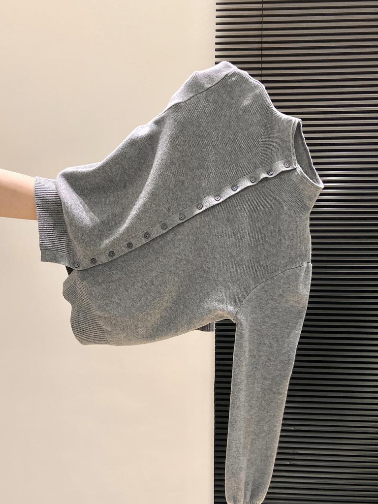 Autumn and Winter Single-breasted Long-sleeved Semi-turtleneck Top Temperament Women's Long-sleeved Cardigan Jacket Wool Knitted Sweater