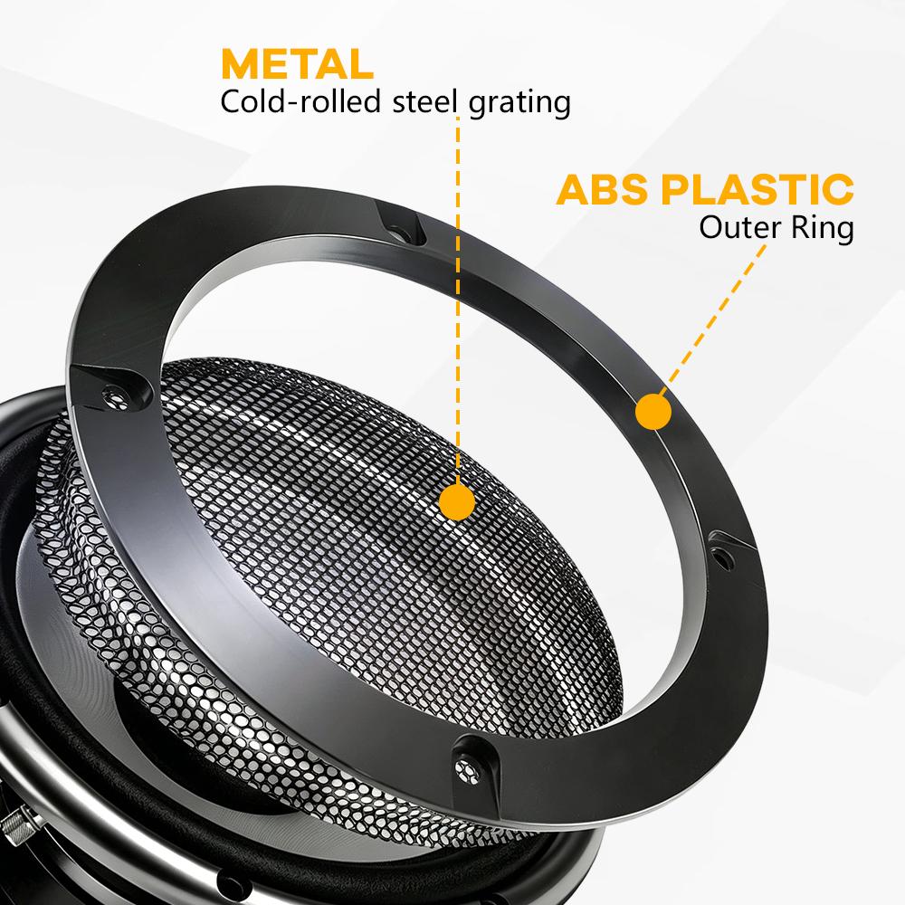 6.5" Car Speaker Subwoofer Guard Protector Speaker Grill Covers ABS Plastic Frame with Metal Mesh Black - 2Pcs