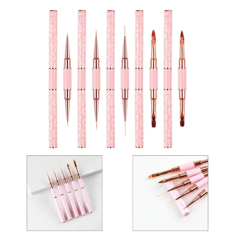 5 Pcs Double-Sided Nails Art Brushes Practical Nails Art Liner Brushes Nail Art Pens Nail Brushes for Long Lines