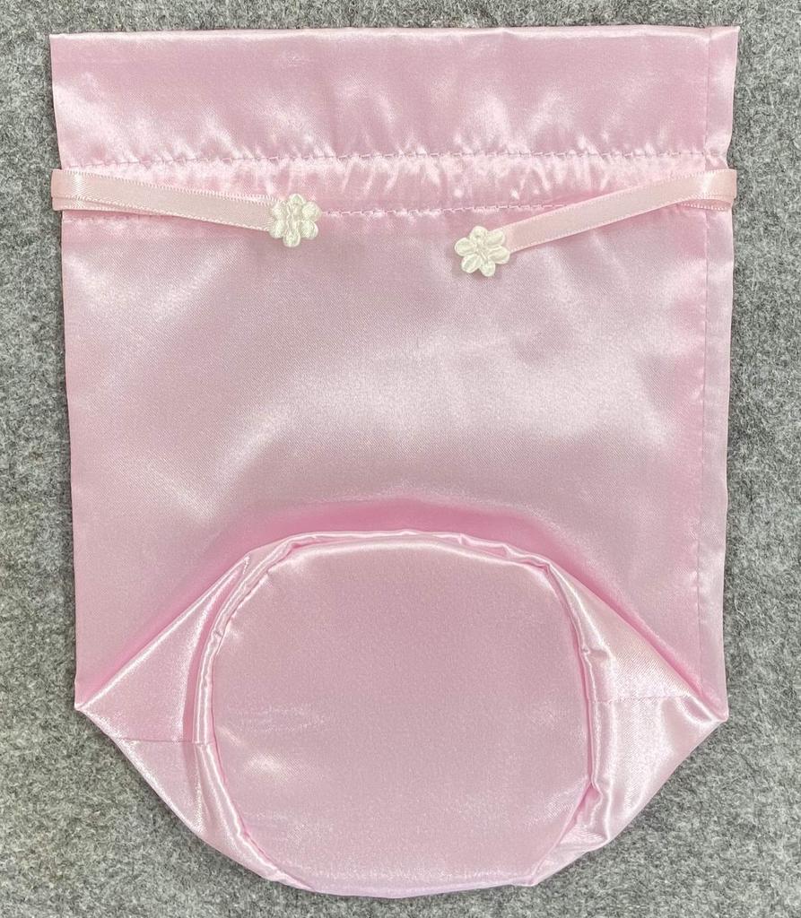 Omoide no Kashi [Urn Cover Bag] Cute Satin Urn Bag, Perfect for Divided Ashes, Pink, 4-inch