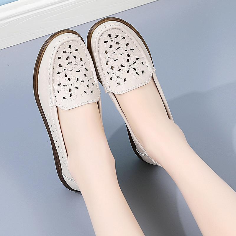 Women Moccasins Driving Shoes Comfort Casual Nurse Loafers Walking Shoes Summer Grey Black Hollow Shoes Plus Size