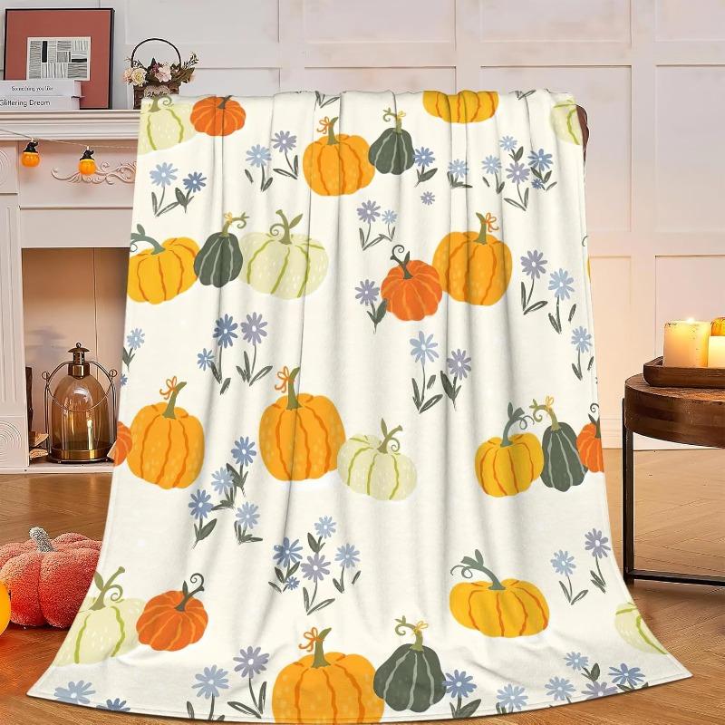 inhand Fall Throw Blanket Halloween Pumpkin Autumn Plush Decor Fuzzy Picnic Blankets for Couch Sofa Chairs Cute Holiday for gift 75cmx90cm