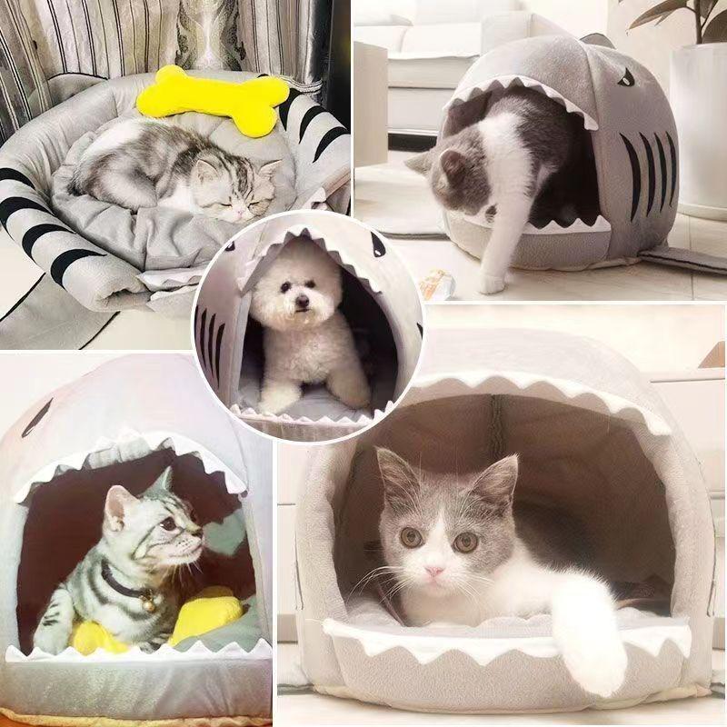 All-Season Cat & Dog Nest: Semi-Closed, Washable, Winter-Warm Pet Bed