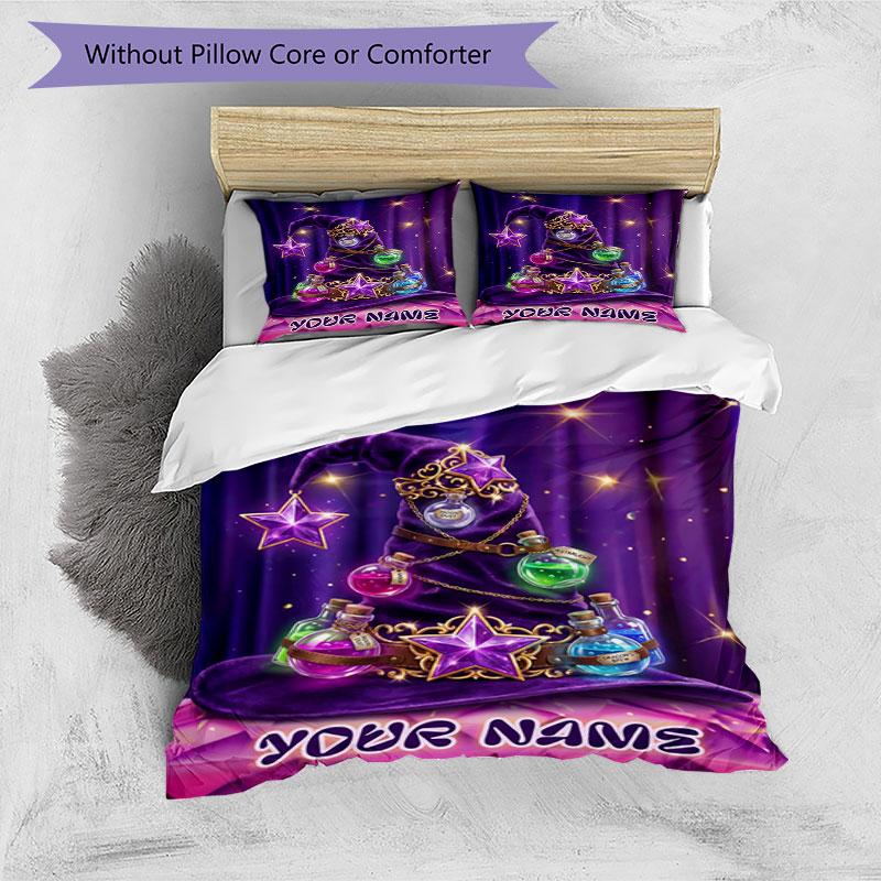 3pcs Custom Name Magical Potion Adventure Bedding Set Printed Bedding Set Duvet Cover Closure Includes 1 Duvet Cover & 2 Pillowcases Bedroom Decor